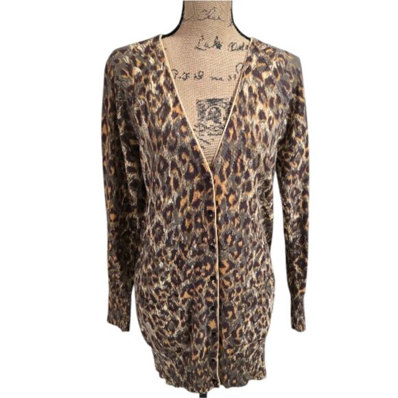 Antgropologie X Tracy Reese Leopard Print Women's Cardigan Sweater Size Medium - Picture 1 of 7